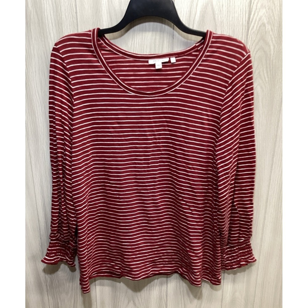 CHICO'S Women's (Size XL)‎ Long Sleeve Round Neck Stiped Shirt Cotton Modal